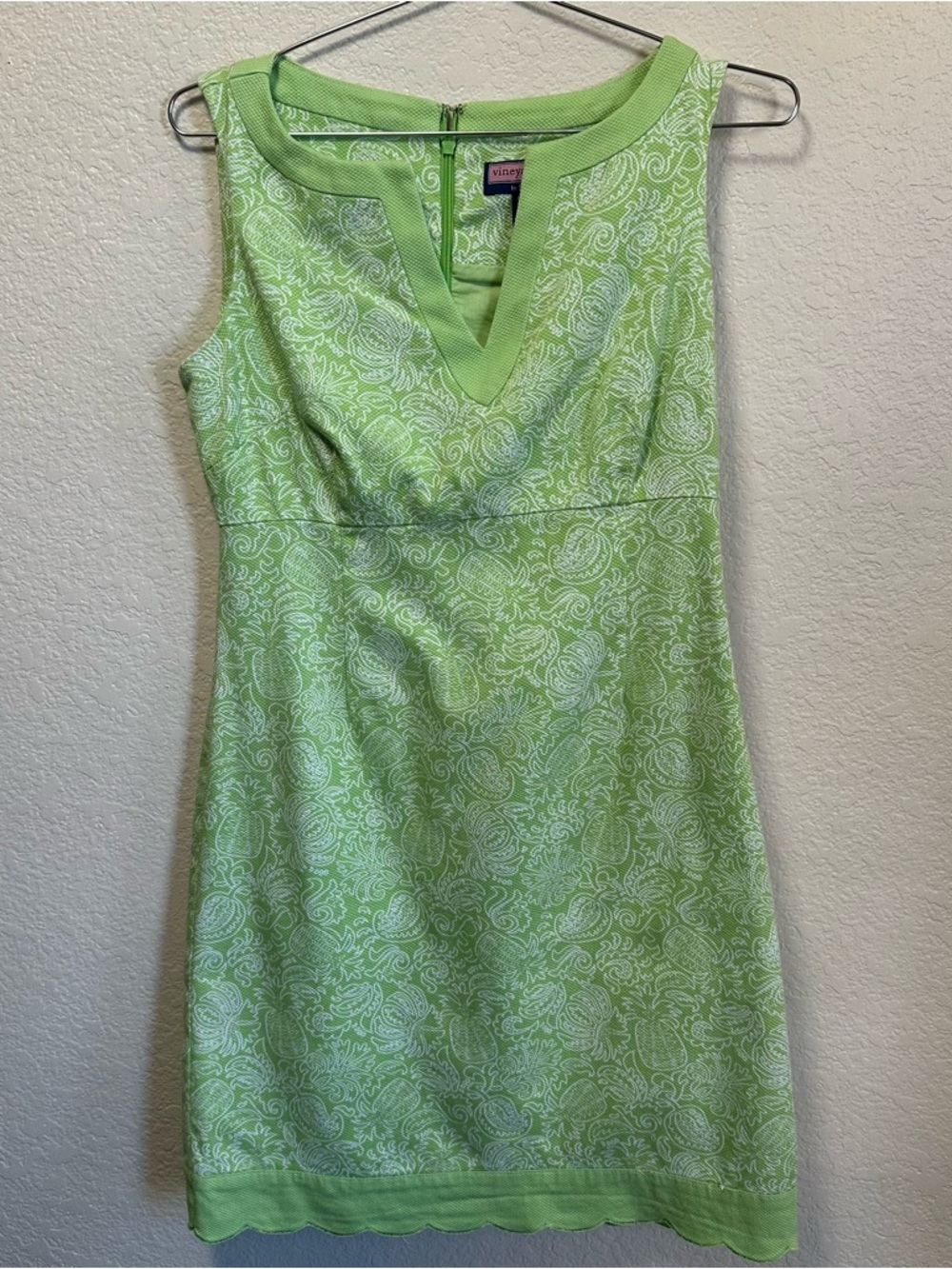 Vineyard Vines Size 4 Women’s Green Pineapple Paisley Dress PreOwned